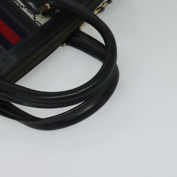 GUCCI GG Supreme Sherry Line Hand Bag Pvc Navy Gold - Picture 7 of 16